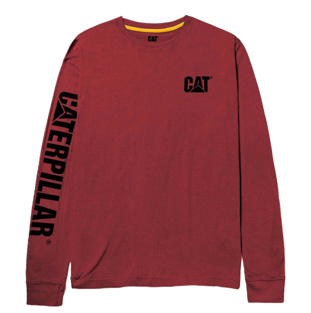 Longsleeve Caterpillar Trademark Banner Brick Red 1510034-12123
