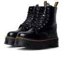 Dr. Martens Jadon Hi Fur-Lined Smooth Leather Platform Boots Black With Fur