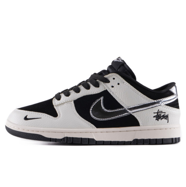 Nike SB Dunk Low x Stussy Black White Metallic