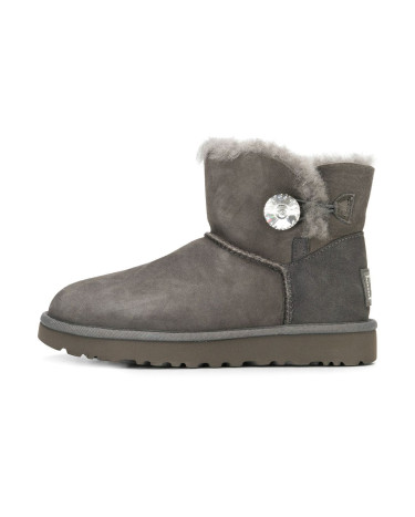 UGG Classic Mini Bailey Button Bling Grey