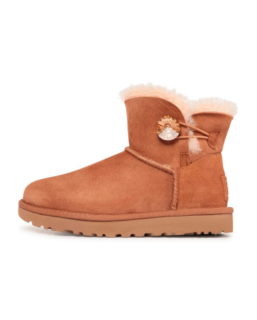 UGG Classic Mini Bailey Button Bling Beige