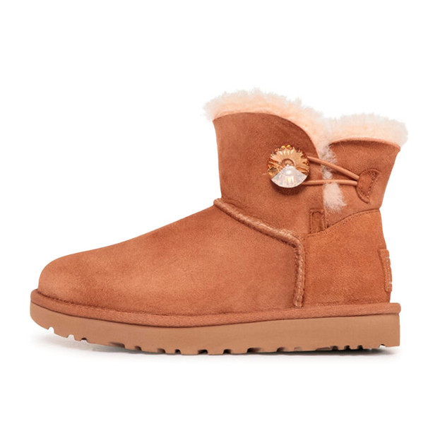 UGG Classic Mini Bailey Button Bling Beige