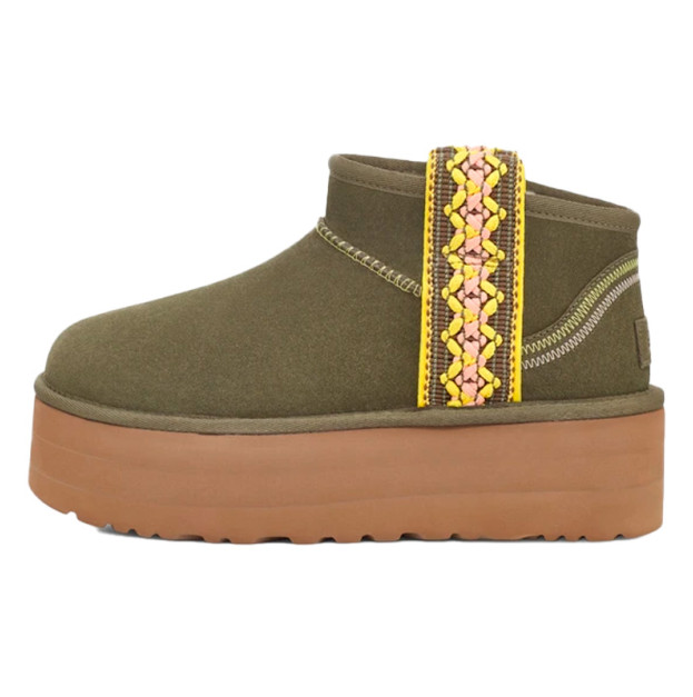 UGG Ultra Mini Classic Braid Platform Boot Olive