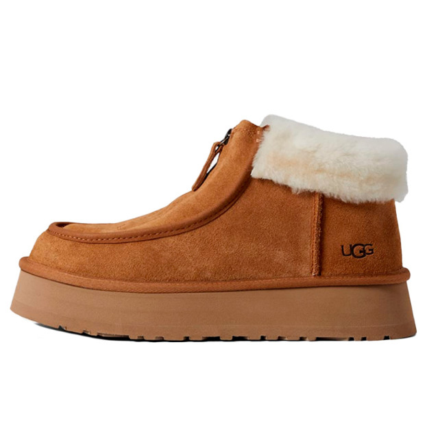 UGG Funkette Low Platform Boots Zip Chestnut 1122551