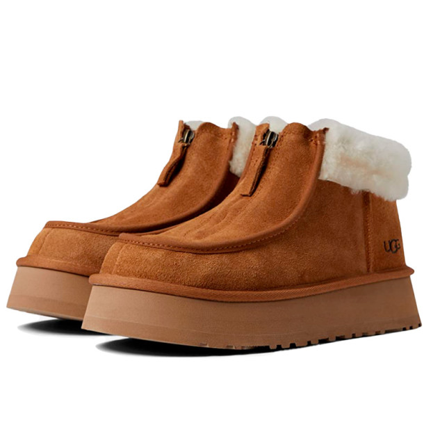 UGG Funkette Low Platform Boots Zip Chestnut 1122551