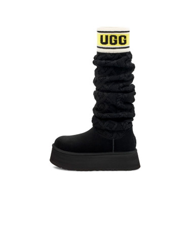UGG Classic Sweater Letter Tall Boot Black 1144044-BLC