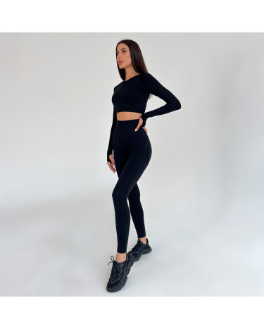 Спортивний одяг Легінси Темно Чорні з Push-Up Ефектом Чорний
