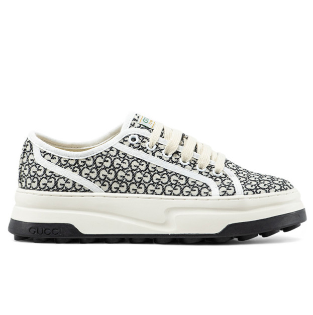 Gucci GG Canvas Sneakers Ivory Black 746766 FAC1Y 8445