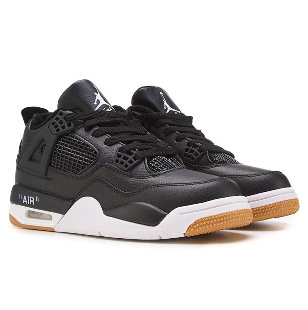 Jordan 4 Black White Gum З ХУТРОМ