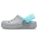 Sabo Crocs Baya Lined Fuzz Strap Grey Ice Blue Grey, Blue