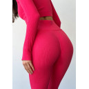 Спортивная одежда Легінси Червоні в Рубчик з Push-Up Ефектом Красный