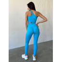 Спортивний одяг Легінси Голубі в Рубчик з Push-Up Ефектом Блакитний