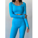 Спортивний одяг Легінси Голубі в Рубчик з Push-Up Ефектом Блакитний