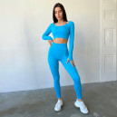 Спортивний одяг Легінси Голубі в Рубчик з Push-Up Ефектом Блакитний