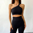 Спортивная одежда Топ Спортивний Чорний в Рубчик Черный