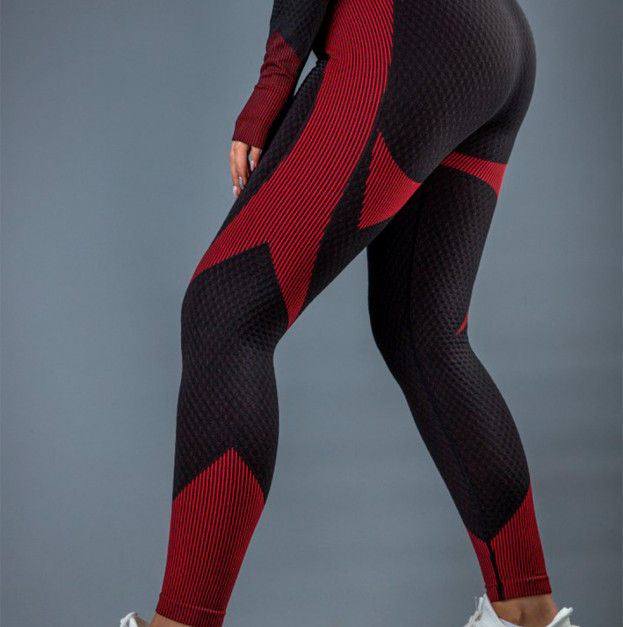 Легінси Чорно Бордові з Візерунком