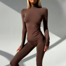 Sportswear Безшовний Базовий Комплект Легінси + Водолазка Коричневий Brown