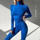 Спортивний одяг Безшовний Базовий Комплект Легінси + Водолазка Синій Cиній