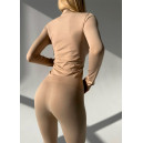 Спортивний одяг Безшовний Базовий Комплект Легінси + Водолазка Бежевий Бежевий