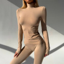 Спортивний одяг Безшовний Базовий Комплект Легінси + Водолазка Бежевий Бежевий