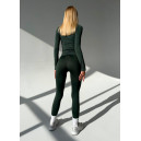 Спортивний одяг Безшовний Базовий Комплект Легінси + Водолазка Зелений Оливковий