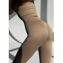 Спортивний одяг Комплект Легінси з Push-Up Ефектом + Топ в Рубчик Бежевий Бежевий