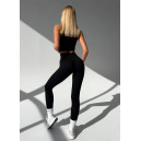 Спортивний одяг Комплект Легінси з Push-Up Ефектом + Топ в Рубчик Чорний Чорний