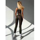 Спортивний одяг Комплект Легінси з Push-Up Ефектом + Топ в Рубчик Темно Зелений Оливковий