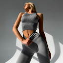 Sportswear Комплект Легінси з Push-Up Ефектом + Топ в Рубчик Сірий Grey