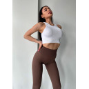 Спортивний одяг Легінси Коричневі в Рубчик з Push-Up Ефектом Коричневий