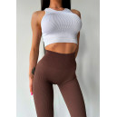 Спортивний одяг Легінси Коричневі в Рубчик з Push-Up Ефектом Коричневий