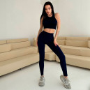 Спортивний одяг Легінси Темно Сині в Рубчик з Push-Up Ефектом Cиній