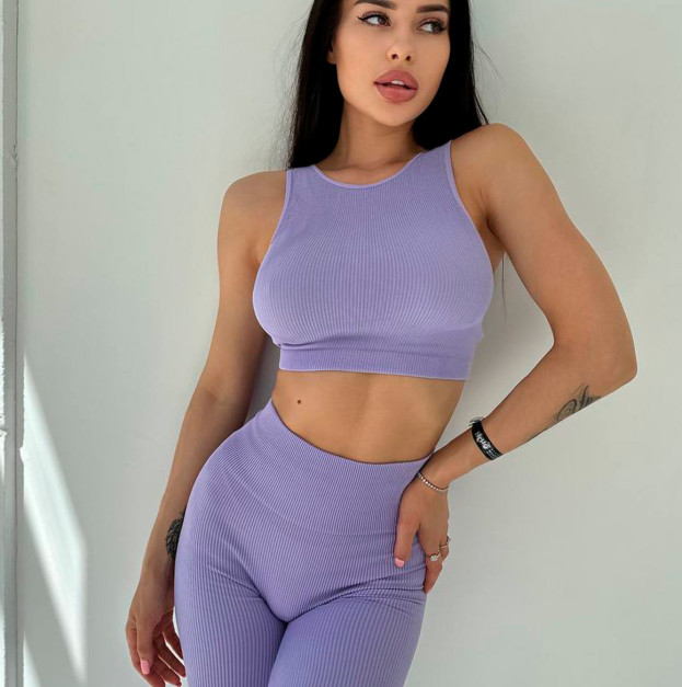 Легінси Лавандові в Рубчик з Push-Up Ефектом