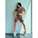 Шорти Велосипедки Коричневі в Рубчик Коричневий