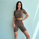 Шорти Велосипедки Коричневі в Рубчик Коричневий