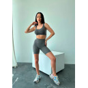 Шорты Велосипедки Темно Сірі в Рубчик Серый