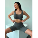 Шорты Велосипедки Темно Сірі в Рубчик Серый