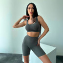 Шорты Велосипедки Темно Сірі в Рубчик Серый