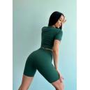 Шорти Велосипедки Темно Зелені в Рубчик Зелений