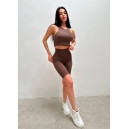 Спортивний одяг Топ Спортивний Коричневий в Рубчик Коричневий