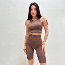 Спортивний одяг Топ Спортивний Коричневий в Рубчик Коричневий