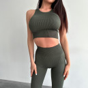 Спортивний одяг Топ Спортивний Оливковий в Рубчик Оливковий