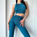 Спортивная одежда Топ Спортивний Сапфіровий в Рубчик Зеленый