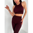 Спортивний одяг Топ Спортивний Темно Бордовий в Рубчик Бордовий