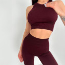 Спортивний одяг Топ Спортивний Темно Бордовий в Рубчик Бордовий