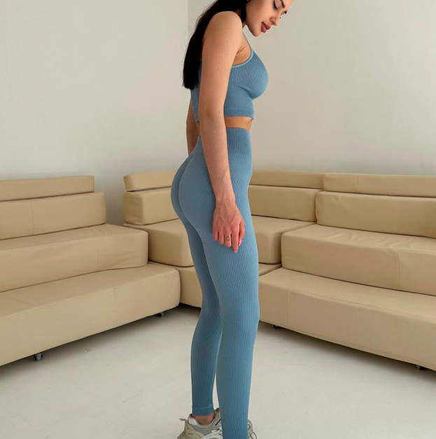 Топ Спортивний Голубий в Рубчик