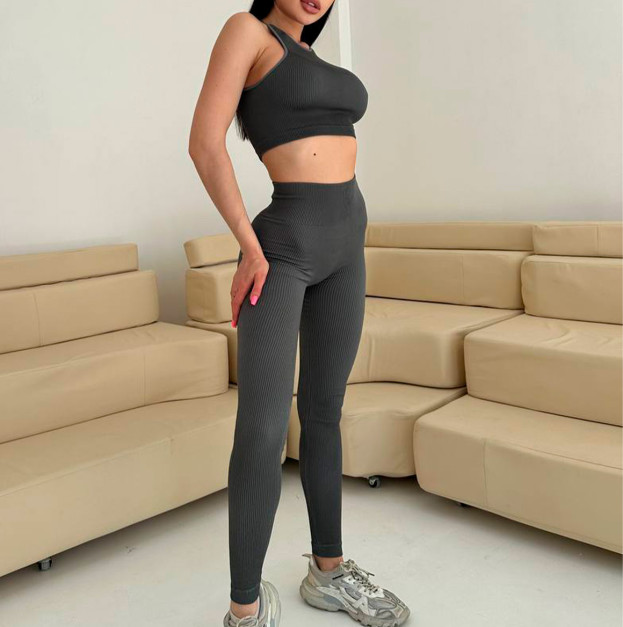 Топ Спортивний Сірий в Рубчик