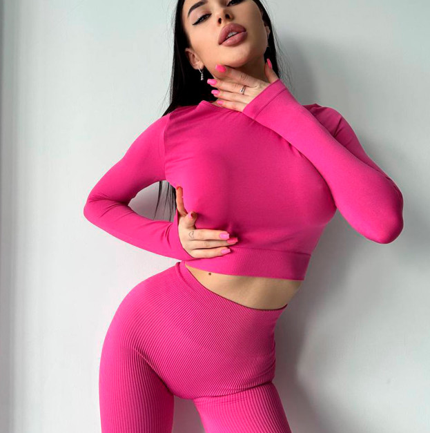 Кроп Топ з Довгим Рукавом Рожевий