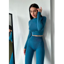 Спортивний одяг Кроп Топ з Довгим Рукавом Сапфіровий Зелений