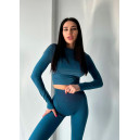 Спортивний одяг Кроп Топ з Довгим Рукавом Сапфіровий Зелений